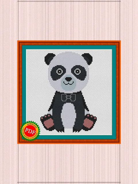 Panda Cross Stitch Pattern | Cute Panda Bear Chart