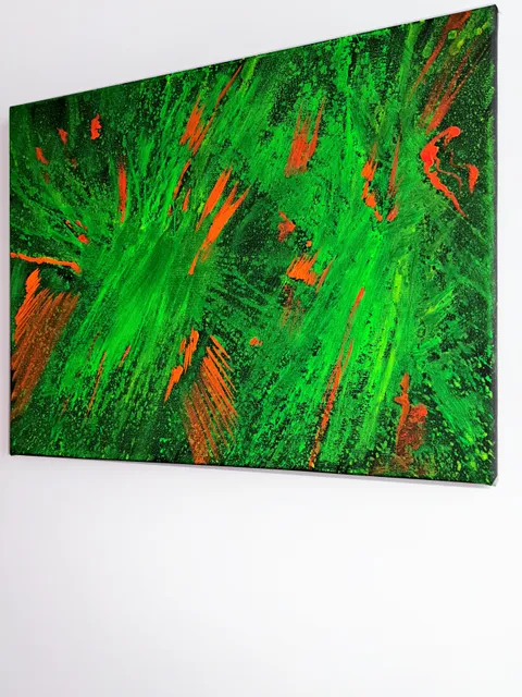 Neon painting "Chaos" abstract art modern art original black light painting on canvas
