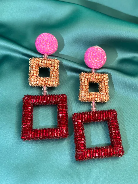 Double Squared Beaded Earrings