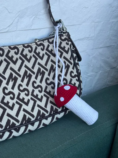 Crochet Mushroom Pouch Pattern customizable | Chapstick/ Lipstick Holder | *digital file* | Instant Download, crochet holder