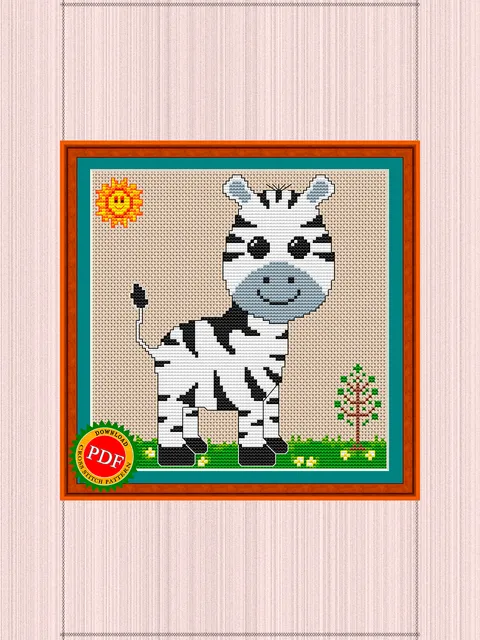 Zebra Cross Stitch Pattern | Cute Zebra Baby Pattern