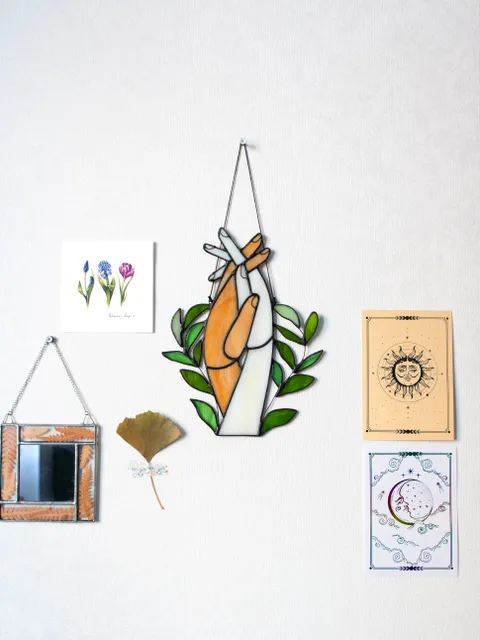 Stained glass window panel, Suncatcher, Glass home decor, Anniversary gift