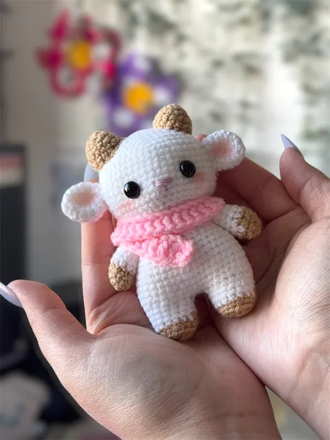Baby Goat in a scarf crochet pattern, PDF amigurumi US term, crochet patterns cute animals, autumn