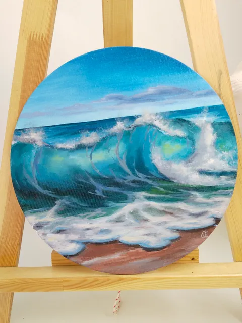 Seascape round oil painting