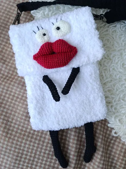 Fashion phone bag Woman, Bag From Plush Yarn, Cute Handbag,Gift for Birthday