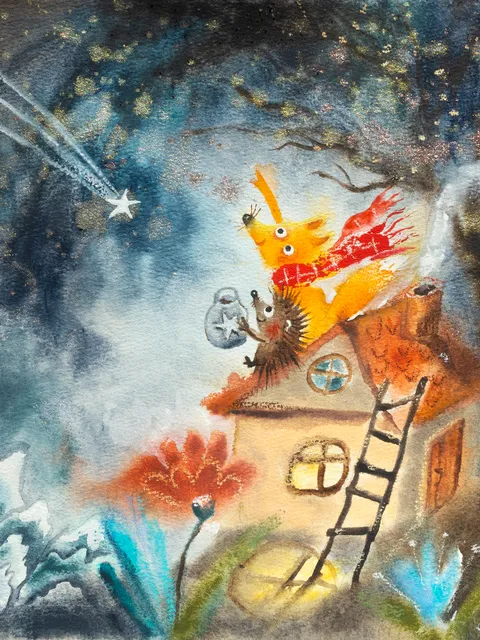 Original work by Julia Schigal "The Star" - watercolor, gouache