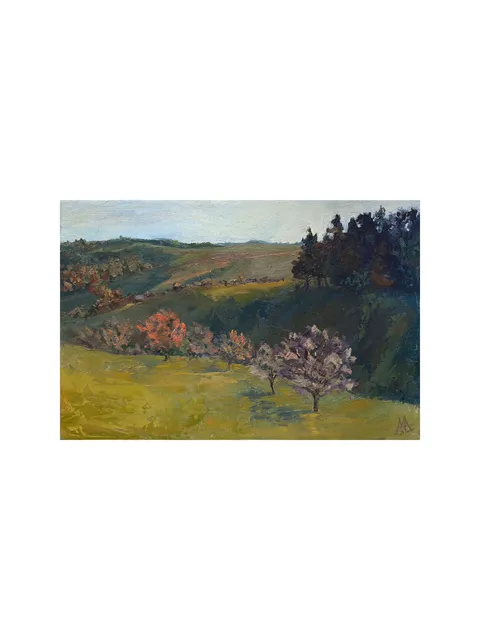 Meadow Valley Painting 8x12" ORIGINAL ART California Hills Artwork Trees Landscape Impressionist Signed by Marina Chuchko
