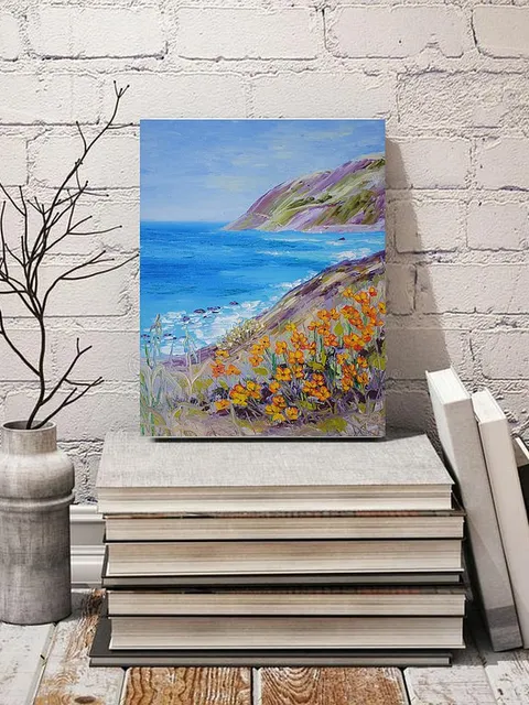 California Poppy Painting Big Sur Original Art Seascape