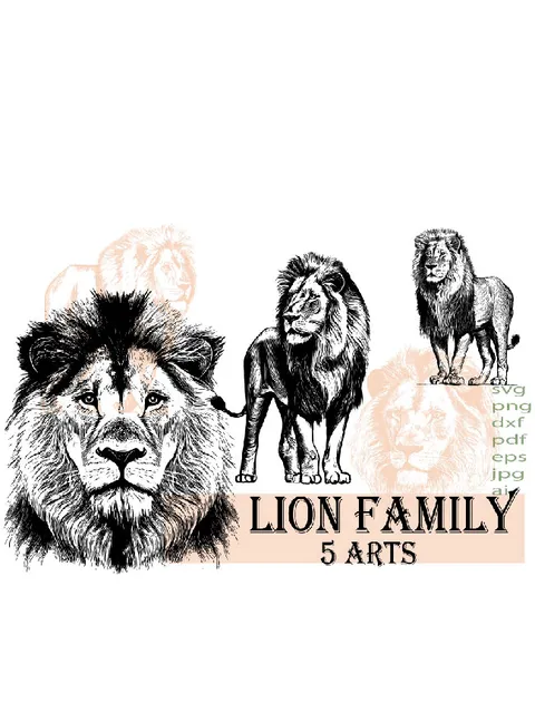 Lion Family svg, Lion family clip art , lion dad mom cut file, lion cubs, kitten  cuttable digital design