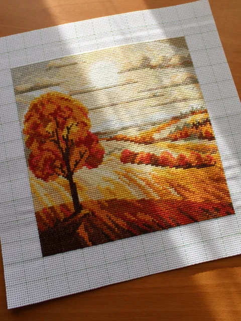 Cross stitch pattern PDF - Autumn landscape - instant download