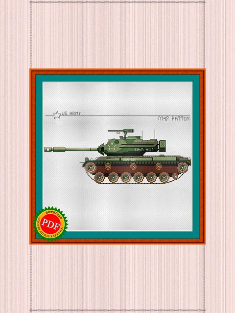 M47 Patton Cross Stitch Pattern | Patton Tank Chart | American War Machine