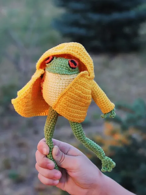 Soft personalized toy frog in clothes and boots. Original personalized gift.