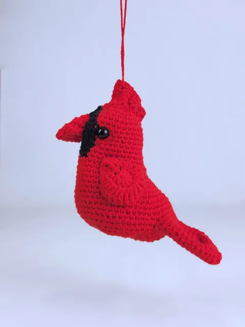 Red cardinal bird crochet pattern - Xmas decor for Christmas tree, digital PDF file, DIY project , Good luck