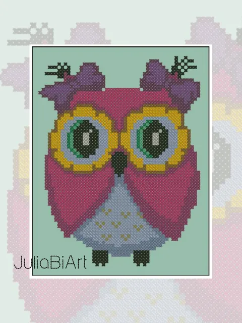 Cross stitch pattern PDF, Owl 001