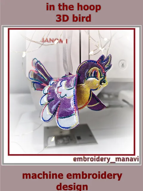 In The Hoop Felt Bird – Christmas Applique Embroidery Design (4x4 Hoop) by Embroidery Manavi 05