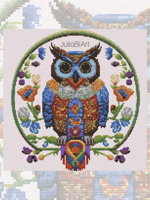 Cross stitch pattern PDF, Owl 002