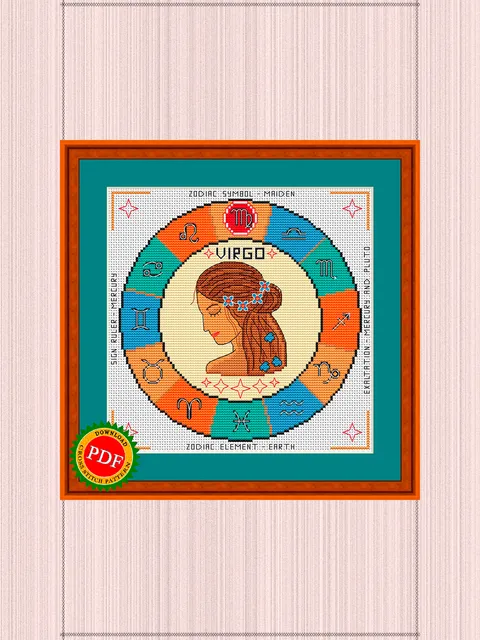 Virgo Cross Stitch Pattern | Virgo Zodiac Sign