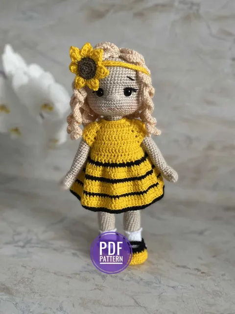 Doll bee pattern sunflower crochet