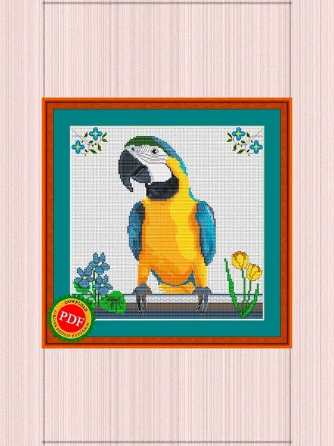 Ara Cross Stitch Pattern | Macaw Parrot