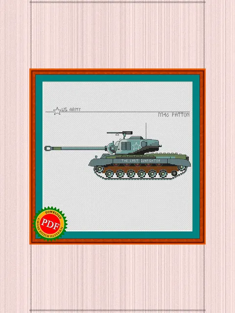 M46 Patton Cross Stitch Pattern | American Tank Patton Chart