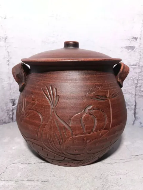 Pottery large casserole 185.97fl oz, Handmade clay casserole Cooking pot