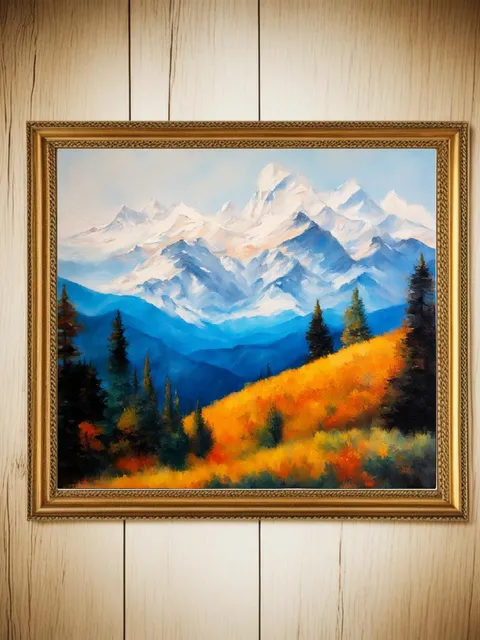 Set of 3 digital paintings "Mountain landscapes". Digital art. Wall decor
