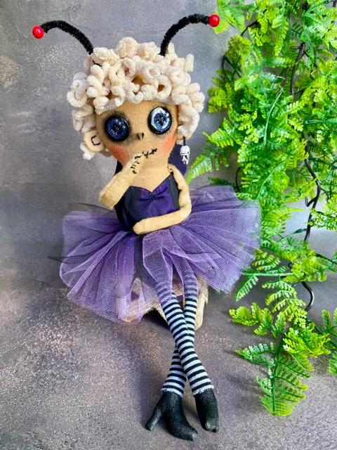 Halloween doll . Handmade cloth moth .