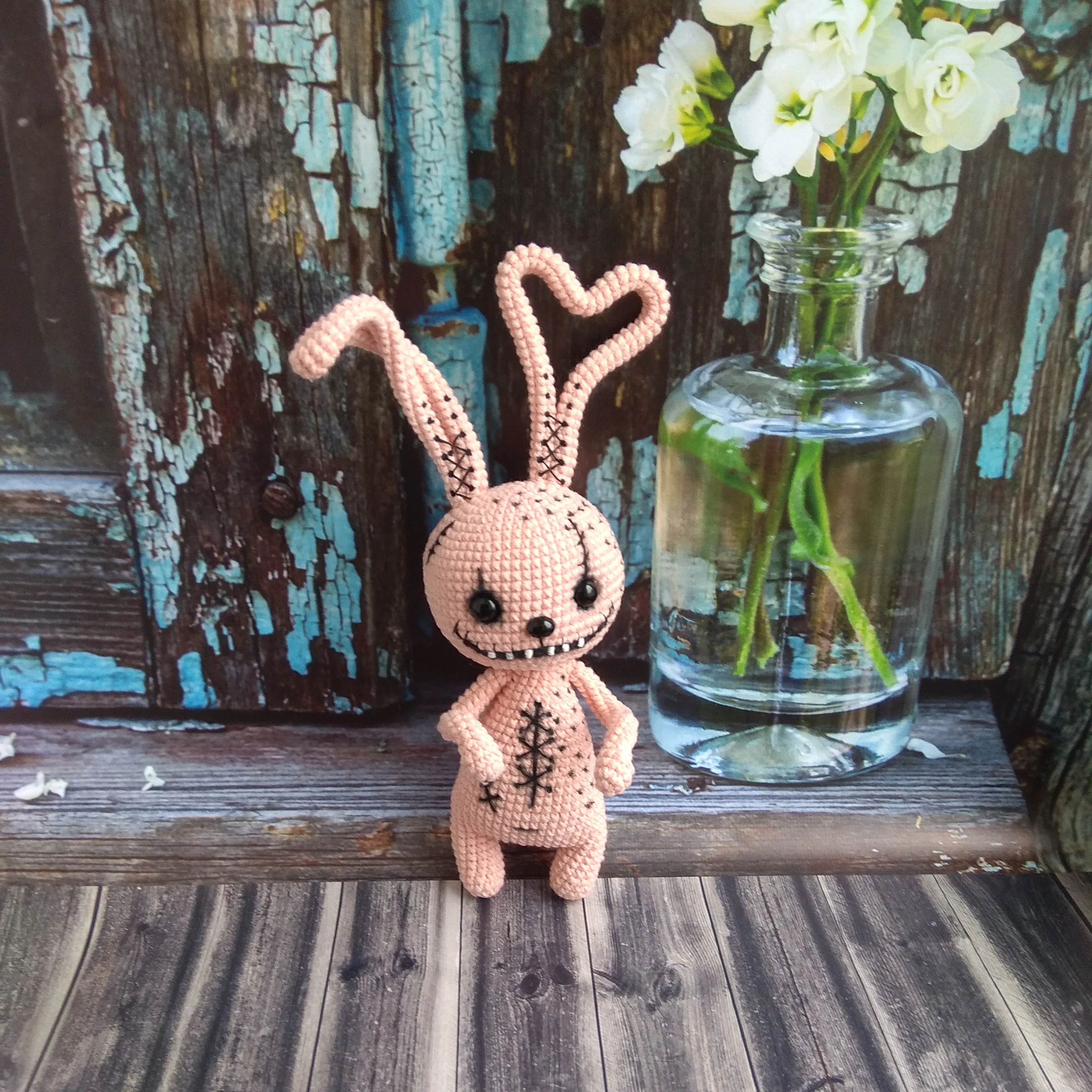 Bunny rabbit stuffed animal TO ORDER Spooky bunny doll handmade Pastel ...