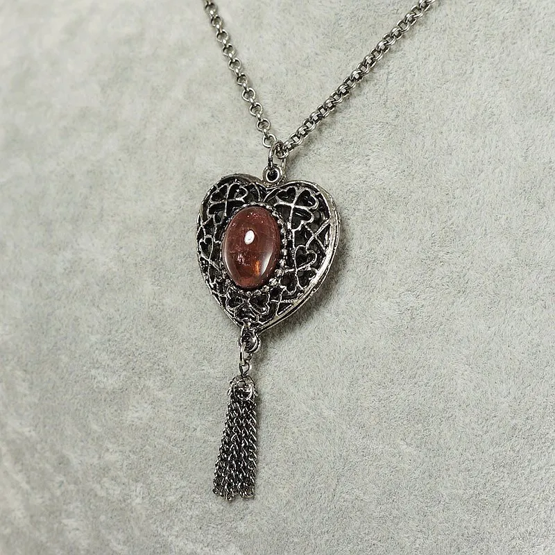 Cuore Duo Necklace - Burgundy