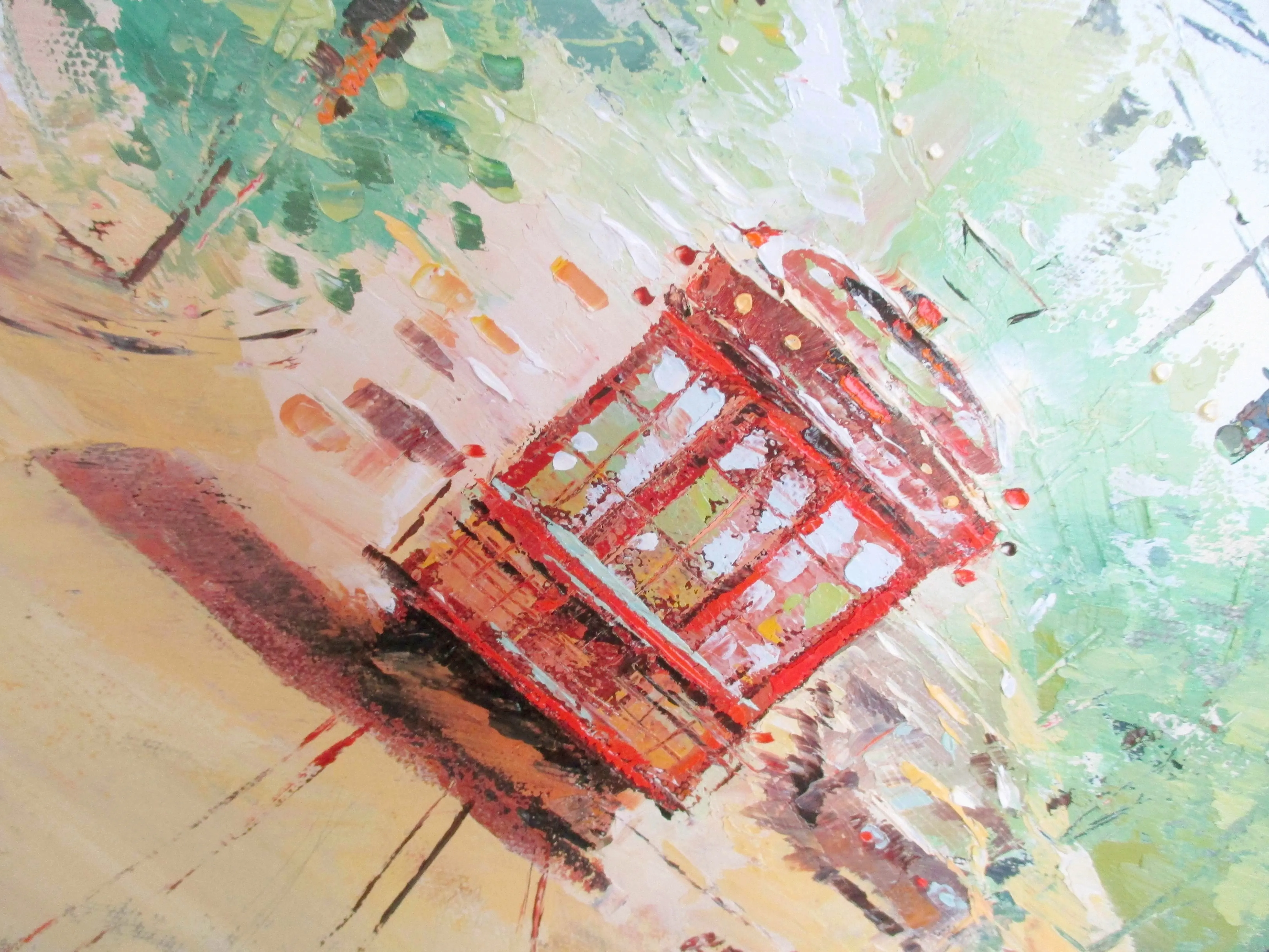 Original Oil Painting "MIDDAY TRAM" Painting on Canvas Modern City ...