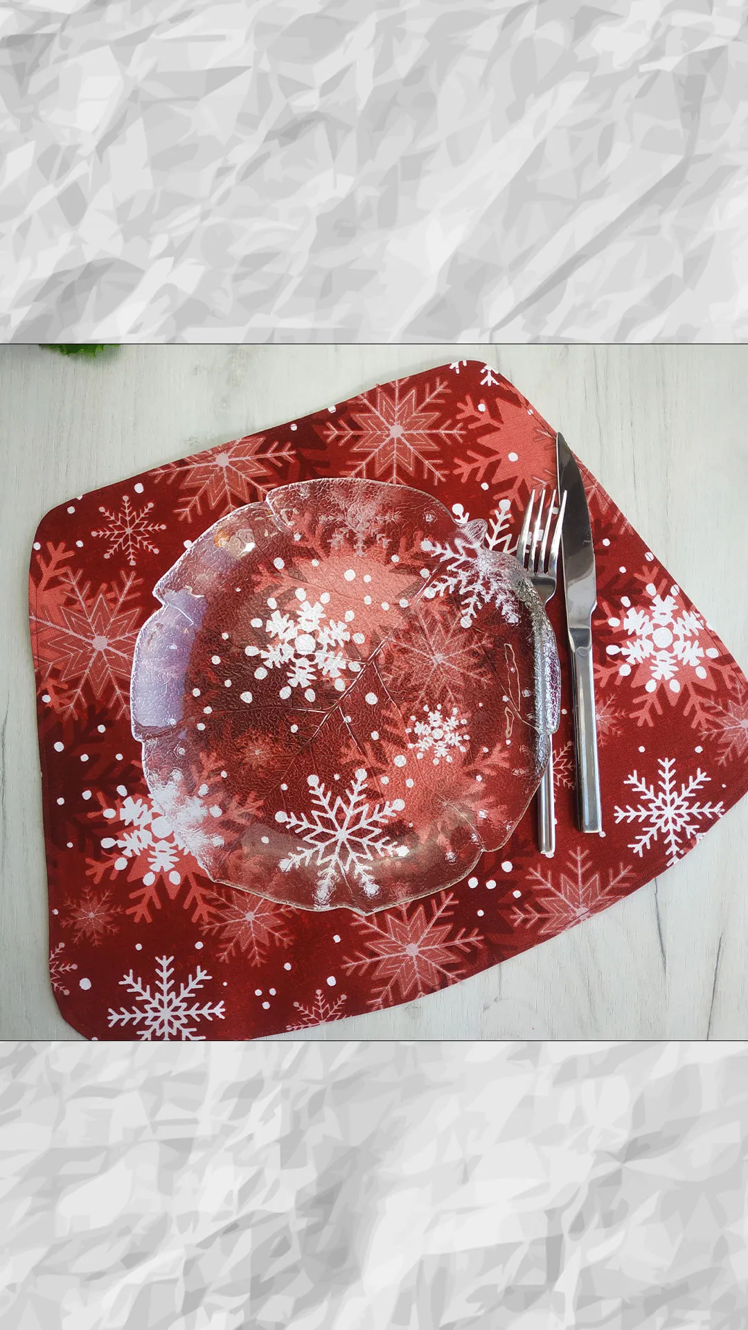 Green christmas placemats set of 6,4or2, snowflakes round placemats, square placemat water