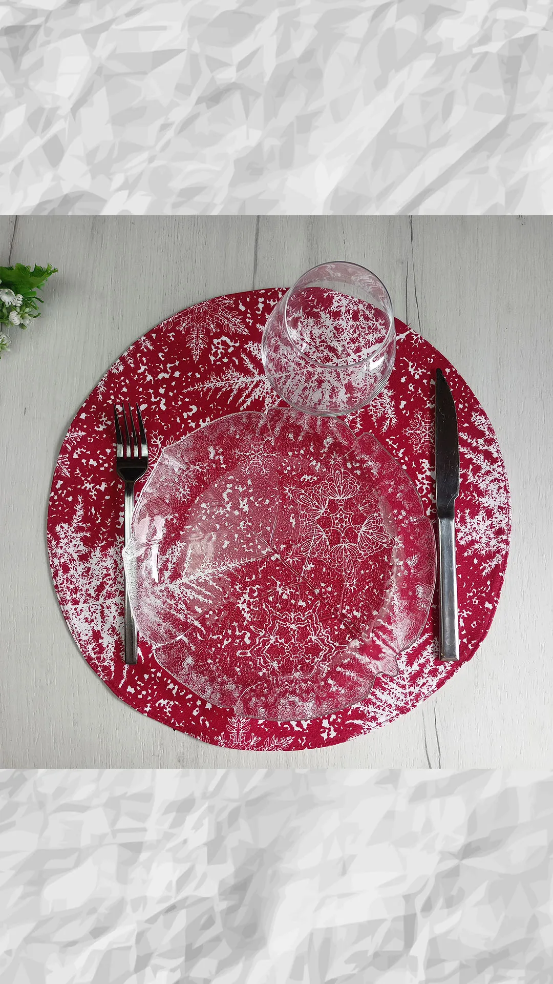 Red christmas placemats set of 6,4or2, round placemats washable with