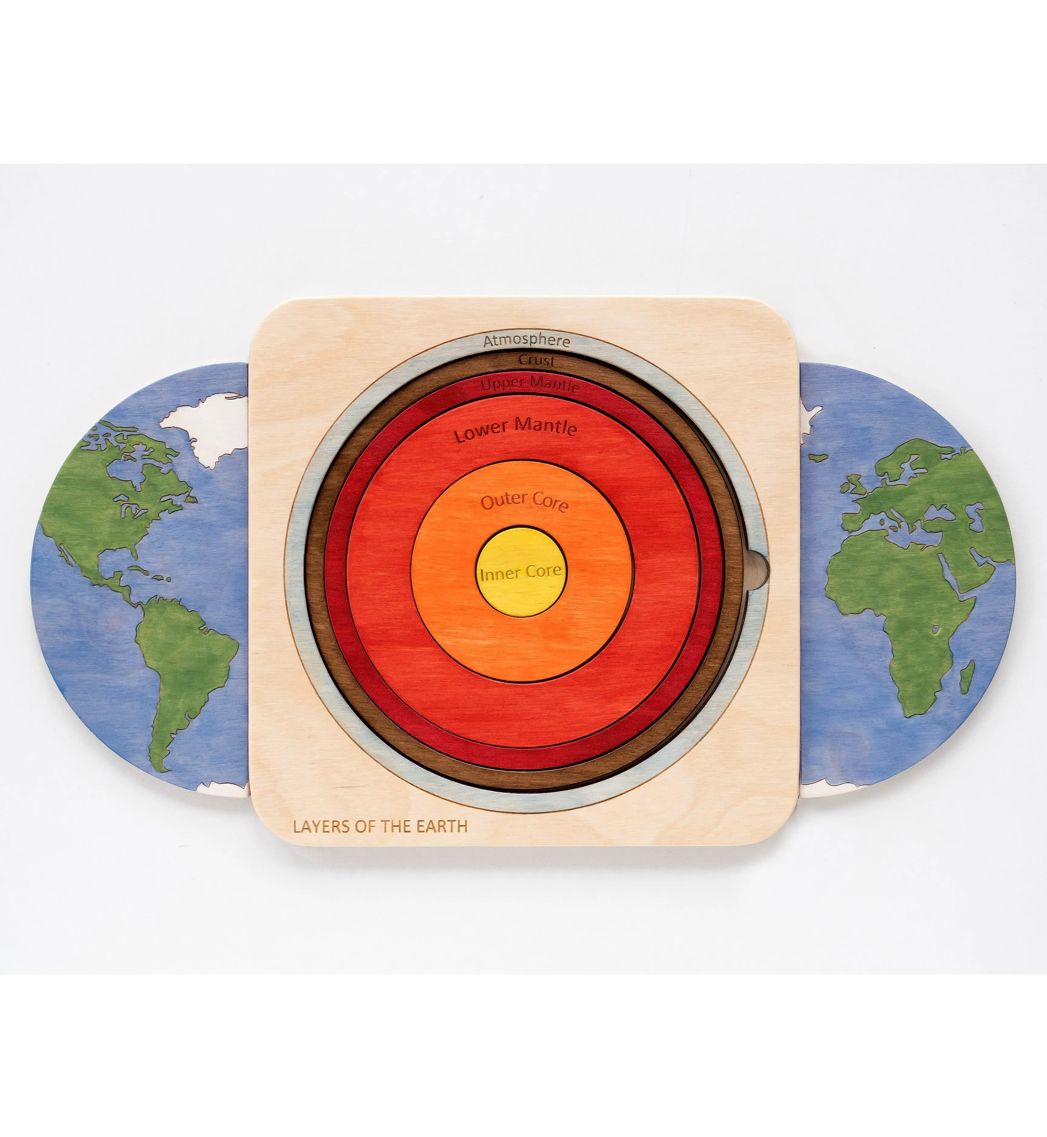 Wooden puzzle Earth Montessori Wooden game Wooden world $47.00 | Buy ...