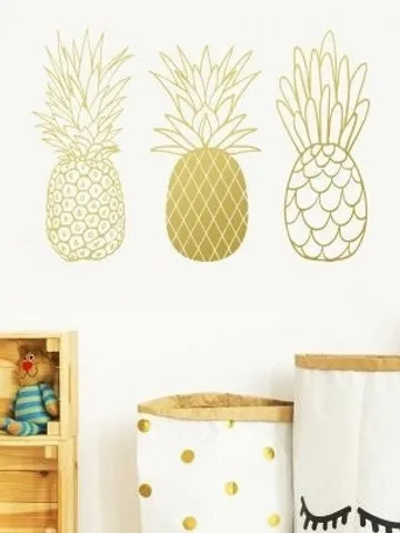 Pineapple Wall Decal - Large Wall Decal, Gold Vinyl Decals, Silver Decals, Pineapple Decor, Unique Gift Idea, Home Decor, Wall Art ga15 $23.99