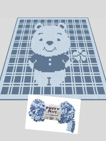Loop yarn Finger knitted Little Bear blanket pattern