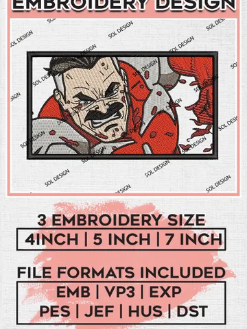 Omni Man Embroidery Designs, Omni Embroidery Files, Invincible Machine Embroidery Pattern, Digital Download EMB_ANIME_105