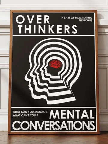 Overthinkers Wall Art Digital Print Retro Style Creativity Poster Eclectic Printable Artwork Trendy Room Decor Instant Download Black White $2.46