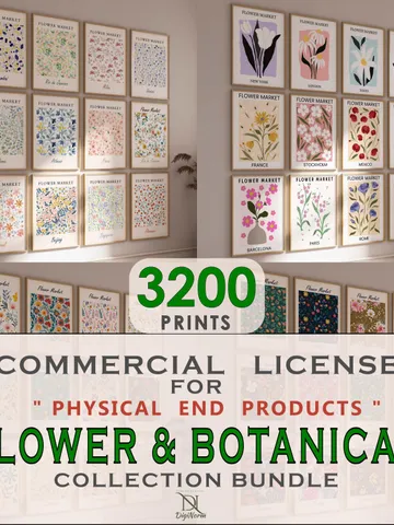 FLOWER BOTANICAL 3200 Commercial License for Only Physical Product, Wall Art Commercial License Bundle, Physical Product Commercial License