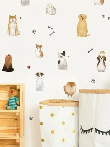 Cute Dog Decals - Watercolor Dogs - Dogs Wall Sticker, Watercolor Dog h224 $38.99