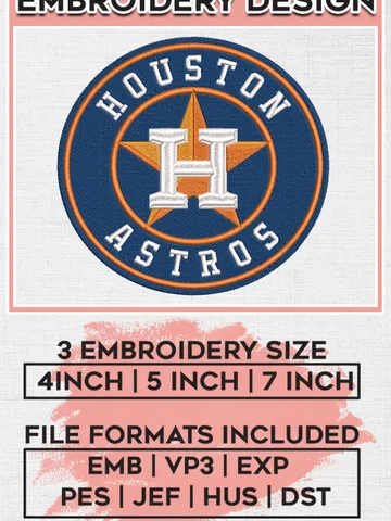 MLB Houston Astros Team Round Logo Embroidery Design, MLB Houston Astros Embroidery files, Baseball Team, Astros Design, Digital Download $6.99