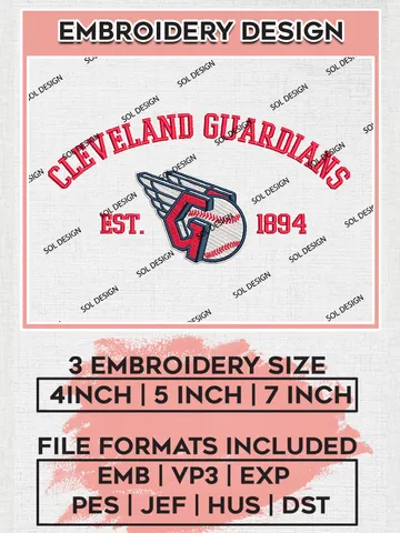 MLB Cleveland Guardians Team Est Logo Embroidery Design, MLB Team Embroidery files, Cleveland Guardians Baseball Team, Guardians Team, Digital Download