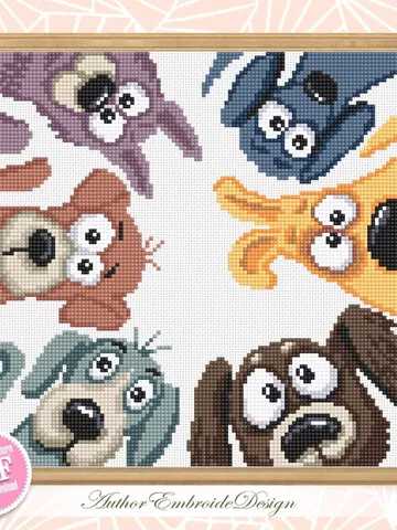 Funny dogs cross stitch pattern PDF instant download Pet cross stitch chart for beginners, Dog pattern digital PDF, Dog lover gift #K70 $4.50