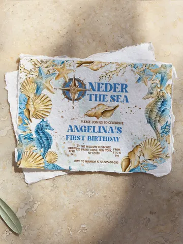 Editable ONEder the Sea First Birthday Invitation; Under the Sea Party; Ocean Party Birthday Template Instant Download; SE1 $12.78