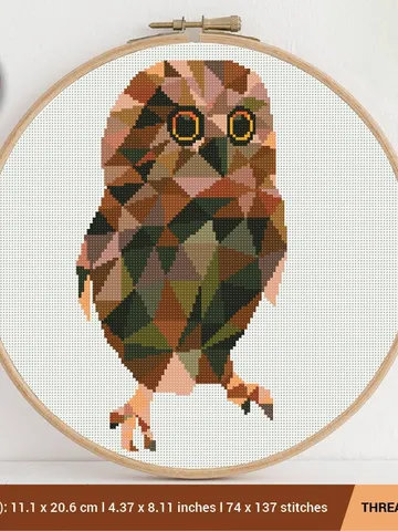 Polygonal Owl Cross stitch pattern | Embroidery Pattern | Instant Download | Embroidery Designs $5.49