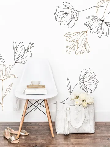 Line Flowers Wall Decal, Twigs Wall Decals, Sweet Flowers and Twigs Decal, Nursery Decor , Girl room Decor Gift h202 $38.99