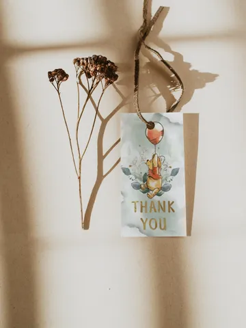 Editable Favor tag Winnie the Pooh; Winnie the Pooh 1st Birthday; Printable thank you tag sticker; Pooh Party Decoration; pg123 $8.13