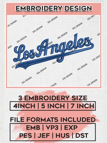 Los Angeles Dodgers Wordmark Logo Embroidery Files, MLB Los Angeles Dodgers Team Embroidery, MLB Teams, 3 sizes, MLB Machine embroidery designs, Digital Download