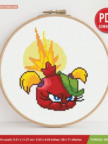 Bombegranate Plants vs Zombies Cross stitch patterns, contemporary, Computer game, beginner, modern chart, DIY, embroidery, instant PDF $6.80