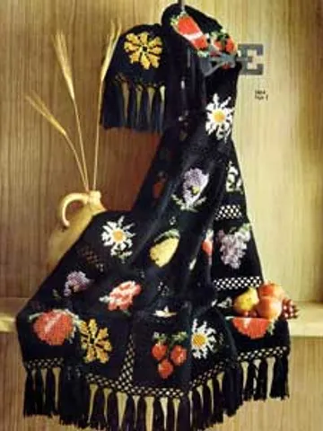 Crochet Pattern Vintage Afghan Flower and Fruit Digital Download PDF $1.90