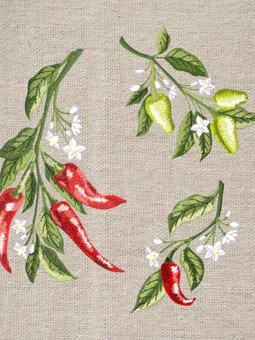 Hot pepper set machine embroidery design applique pattern digital embroidery pattern home and clothing décor embroidery motif floral design $20.79